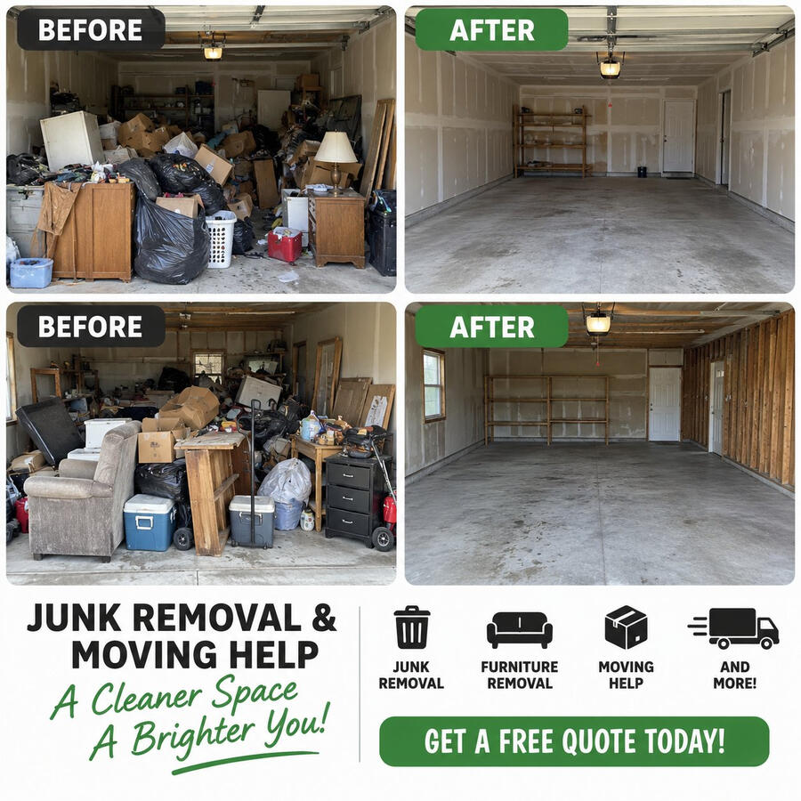 Two garage cleanouts before and after